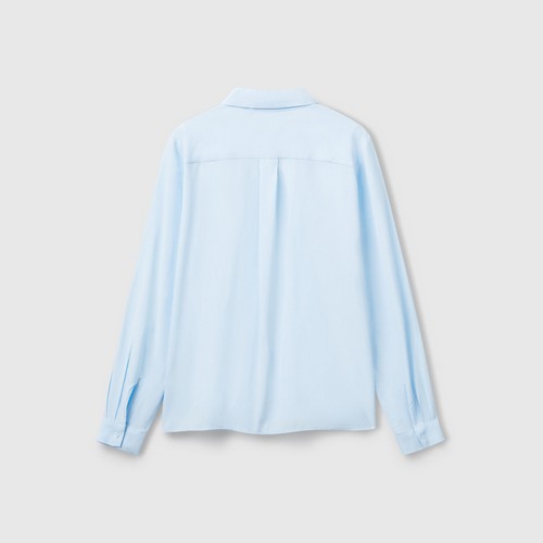 Benetton Regular Fit Viscose Shirt in Baby Blue