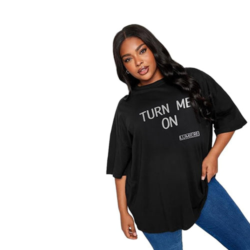 Lumiere Turn Me On Graphic Tee in Black