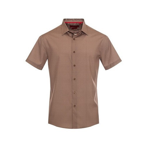 American Breed Short Sleeve Print Shirt in Brown Geo