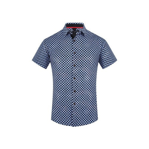 VIFOS-481 VIP Collection Short Sleeve Foil Shirt in Blue & Navy