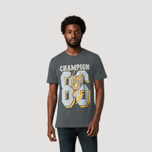 Rock & Rock Champion Graphic Tee in Dark Grey