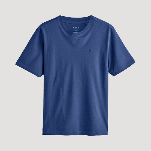 Next Stag Logo Crew Neck T-Shirt in Aqua Blue