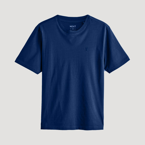 Next Stag Logo Crew Neck T-Shirt in Dark Blue