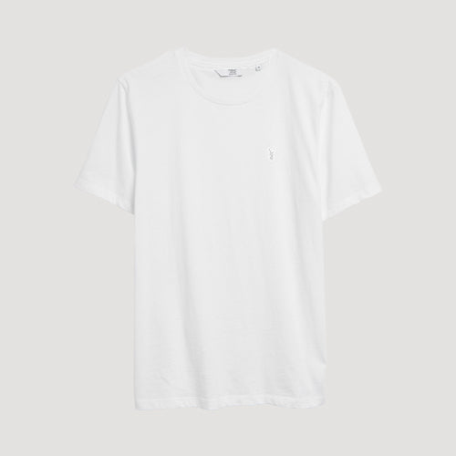 Next Stag Logo Crew Neck T-Shirt in White/White Stag
