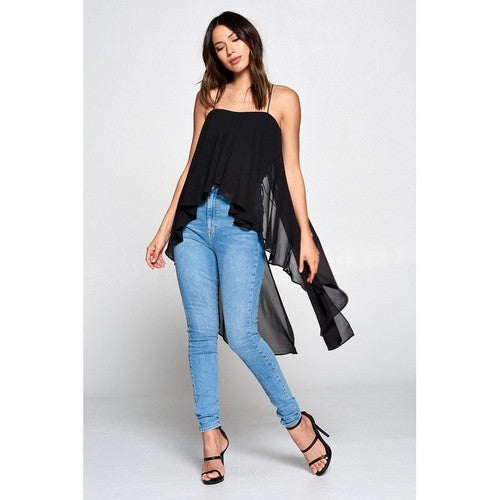 Mega Drape Cami Top in Black