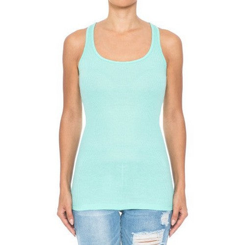 66000 Scoop Neck Rib Racerback Tank in Mint Green