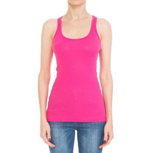 66000 Scoop Neck Rib Racerback Tank in New Fuchsia