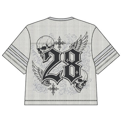 A624FM Members Only Oversize Cropped Mesh Graphic Tee in Off White