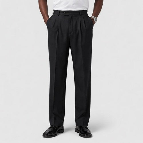 Ben Baker Double Pleat Front Slim Fit Dress Pants in Black