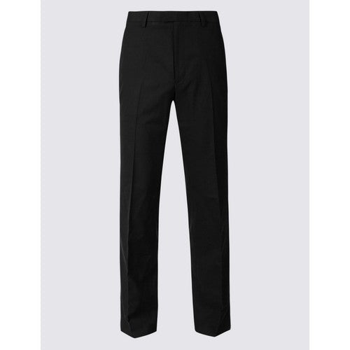 Marks & Spencer Regular Fit Flat Front Dress Pants in Black