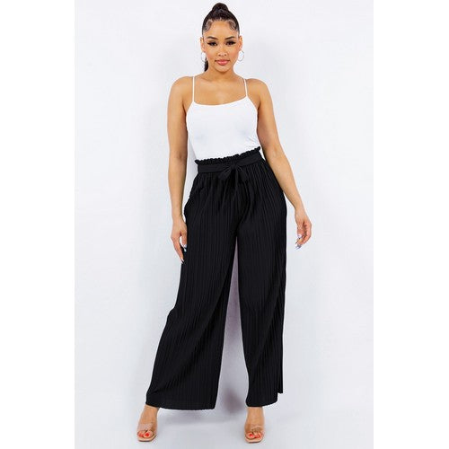 IP006N/ PB600 Pleated Palazzo Pants Black