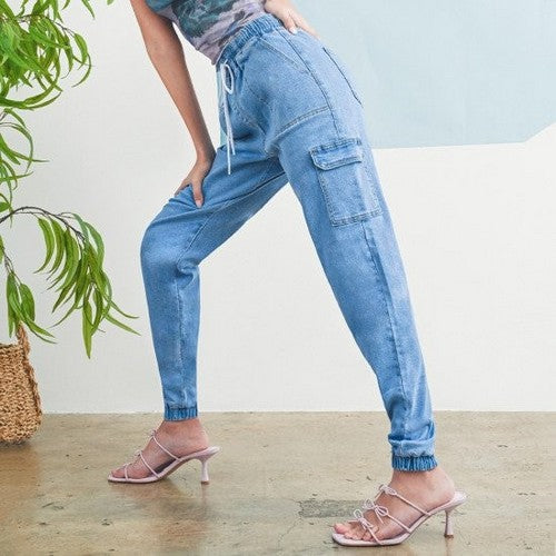 Wax Jean Cargo Jogger in Light Denim