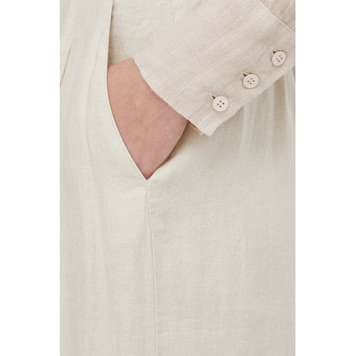 Benetton 100% Linen Wide Leg Pants in White