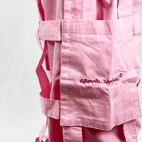 Criminal Damage Lattice wide Leg Cargo Pants in Pink