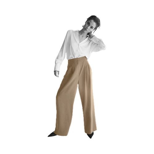 H&M Wide Leg Dress Pants in Plain Beige