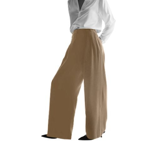 H&M Wide Leg Dress Pants in Plain Beige Seasons Fashion H&M Wide Leg Dress Pants in Plain Beige Seasons Fashion