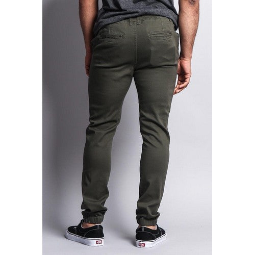 Skinny Fit Chino Joggers in Olive