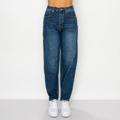 Wax Jean Tapered Ballon Jean in Dark Denim