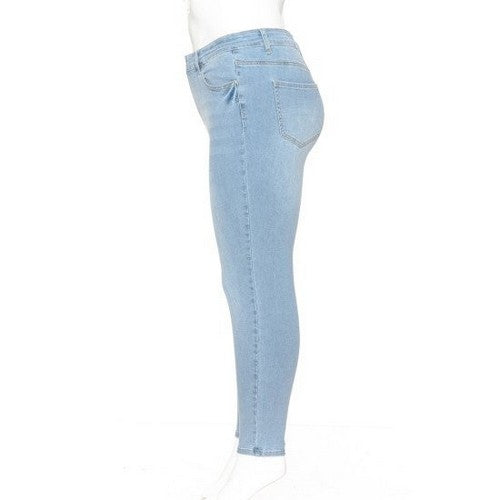 Wax Jean Plus Size High Waist Skinny Jeans in Light Denim