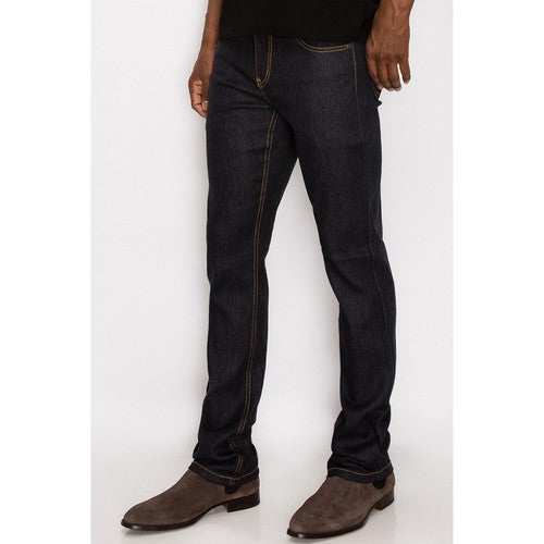 Skinny Fit Raw Jeans in Black/Timber