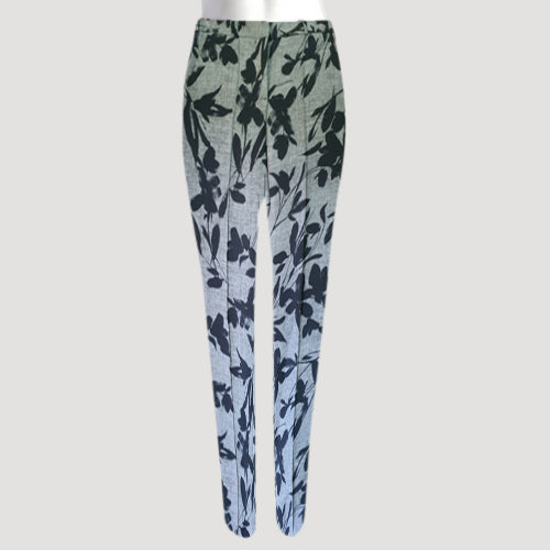Cigarette Leg Dress Pants in Grey Floral