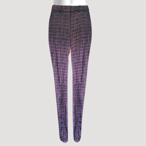 Cigarette Leg Dress Pants in Dark Burgundy Textured Houndstooth