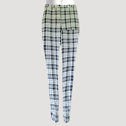 Cigarette Leg Dress Pants in Black & White Plaid