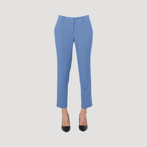 Cigarette Leg Pinstripe Work Pants in Blue