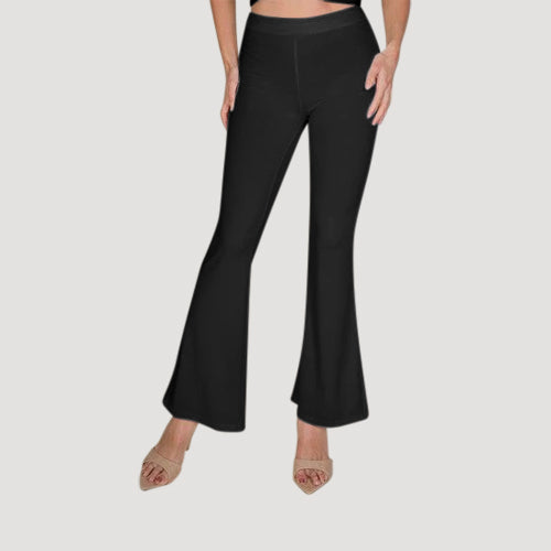 Rib Flare Pants in Black