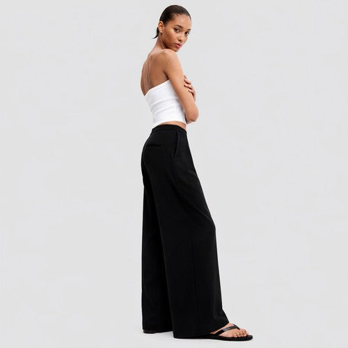 H&M Wide Leg Linen Pants in Black