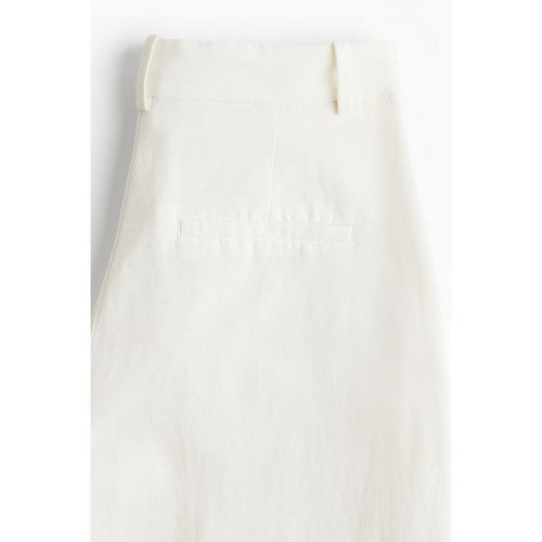 H&M Wide Leg Linen Pants in Off White