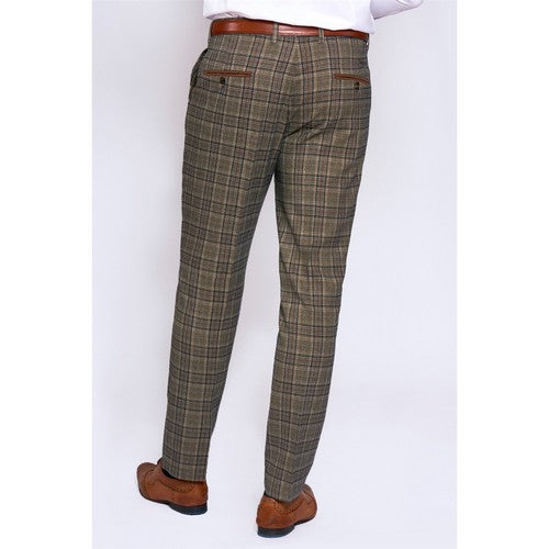 Marc Darcy Enzo Plaid Slim Fit Dress Pant in Tan