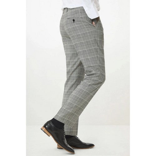 Marc Darcy Ross Slim Fit Plaid Dress Pant in Grey & Black