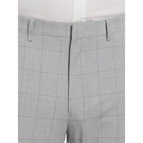 Ben Sherman Slim Fit Plaid Wool Dress Pant in Light Grey