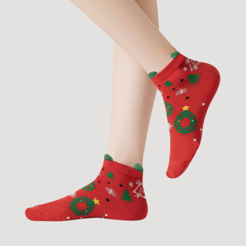Christmas Fun Scene Socks in Red
