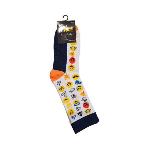 Hype Five Fun Socks in Emoji White (1 Pair)