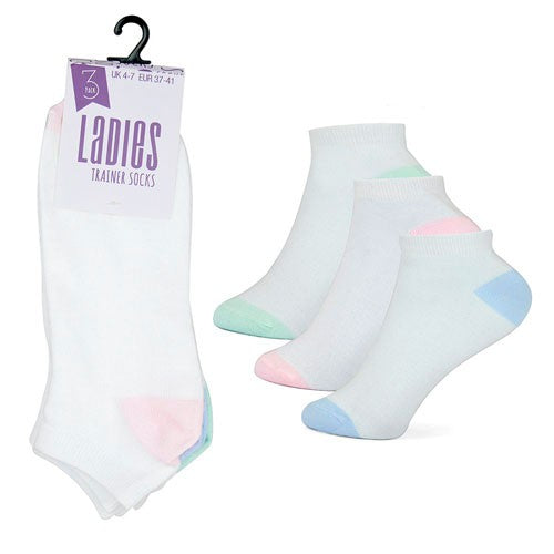 Low Cut Socks 3-Pair Pack in Pastel Heel White