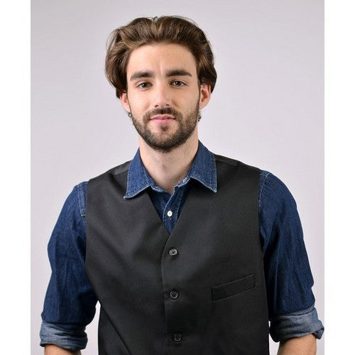 Umo Lorenzo 4-Button Twill Waistcoat Vest in Black