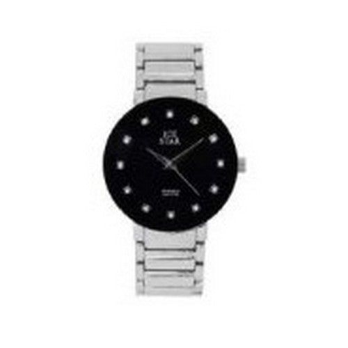 Ice Star Diamond Face Metal Watch Silver/Black
