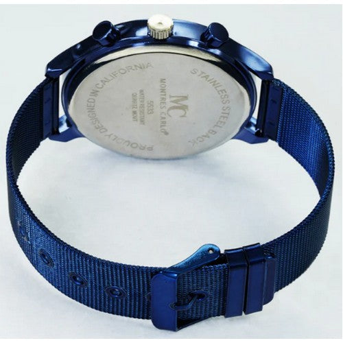 Montres Carlo Mesh Band Chrono Watch in Blue