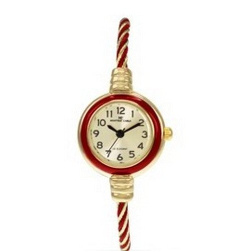 Montres Carlo Wired Bangle Watch in Gold/Red