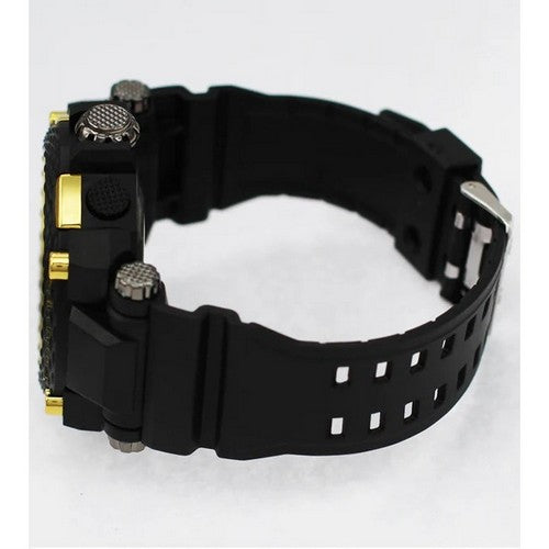 Montres Carlo Multi-Function Water Resistant Watch in Black & Gold