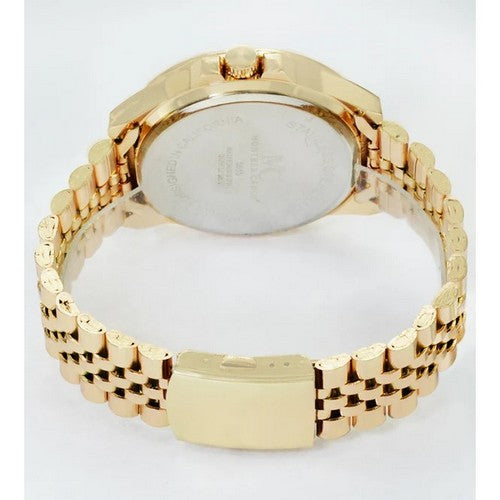 Montres Carlo Stainless Steel Blinged Out Relic Watch in Gold