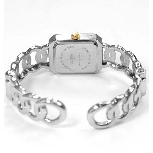 Montres Carlo Curb Chain Open Bangle Watch in Silver/Gold Two-Tone
