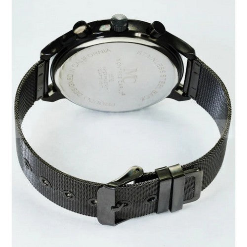 Montres Carlo Triple Dial Mesh Band Watch in Black/Black