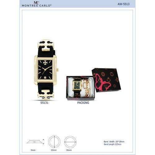Montres Carlo Birch Watch Multi Bracelet Set