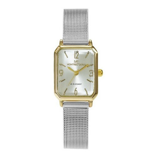 55936 Montres Carlo Mesh Band Watch in Silver/Gold