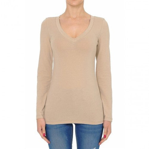 62900 V-Neck Long Sleeve T-Shirt Desert