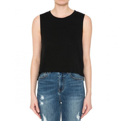 High Low Muscle Tank Black