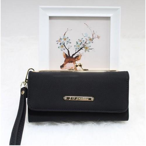 5374#BLACK Textured Faux Leather Purse Black